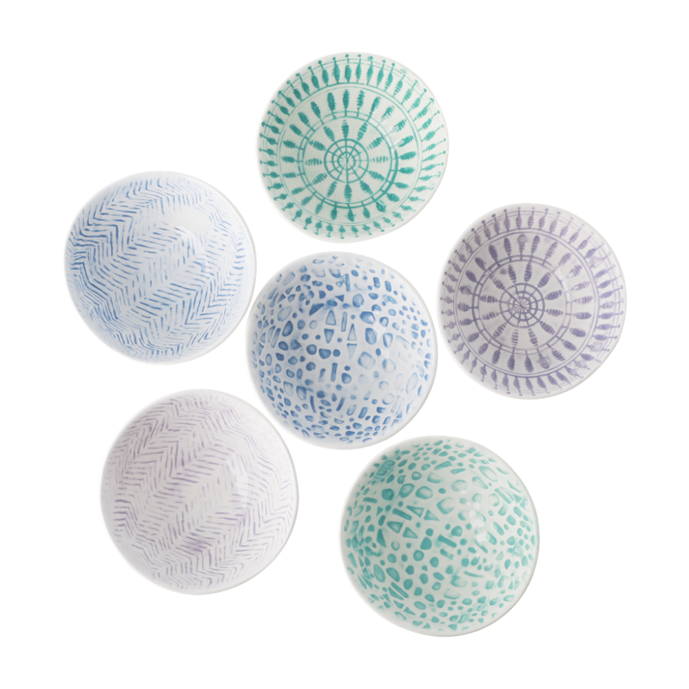 Ceramic Dipping Bowls in assorted Blue and Greens Rice DK